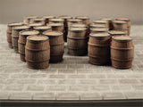 Clusters of Large Wooden Barrels