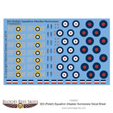 303 (Polish) Squadron (Hawker Hurricanes) decal sheet